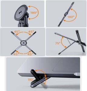 Masa Için Dizüstü Bilgisayar Standı, Ayarlanabilir Alüminyum Alaşım Manyetik Katlanabilir Telefon Standı, 8 Kademeli Yüksekliği Ayarlanabilir Dizüstü Bilgisayar Standı, Telefon, Tablet ve