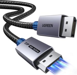 80GBPS Displayport Kablosu 2.1 16K@60Hz 8K@240Hz 4K@480Hz Ekran Bağlantı Noktası Kablosu 6.6ft Dp Kablosu Hdr, Hdcp2.3, DSC1.2A, Freesync, G-Sync, Alu Örgü Uyumlu Monitör, Grafik Rtx 5090 4090