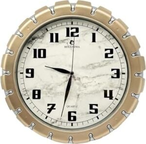 Bellisima BL-1058 Serisi Klasik Kadran Mermer Desenli Sessiz Akar 30 cm Duvar Saati Gold-Gri