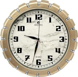 Bellisima BL-1058 Serisi Klasik Kadran Mermer Desenli Sessiz Akar 30 cm Duvar Saati Gold-Gri