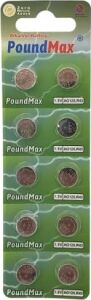 10 x Poundmax AG12,LR43,LR1142,386,1,5V Alkalin Düğme Pil
