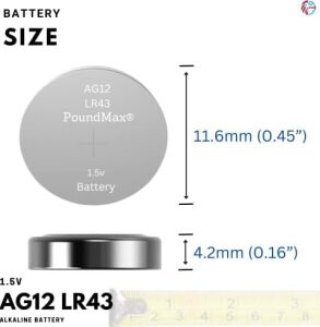 10 x Poundmax AG12,LR43,LR1142,386,1,5V Alkalin Düğme Pil