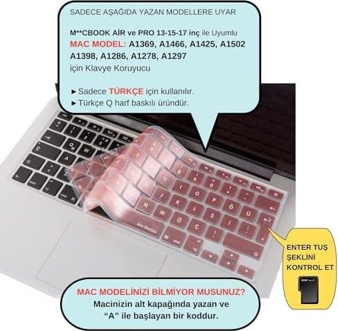 MacBook Türkçe Q Klavye Koruyucu Silikon – MacBook Air 13 A1369 A1466 & Pro A1278 A1425 A1502 A1286 A1398 Uyumlu – Ultra Ince Pembe Altın
