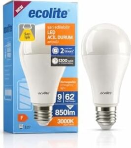 Şarjlı LED Acil Durum Ampulü 9W E27 (Sarı)