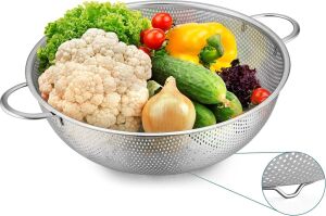 Paslanmaz Çelik 22CM Çift Kulplu Sepet Süzgeç, Salata Süzgeci Meyve Süzgeci, Makarna Süzgec - Paslanmaz Çelik Çift Kulplu 22CM Sepet