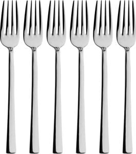 Gümüş Tatlı Çatalı Seti, Paslanmaz Çelik, 16 Cm, Metalik, Titanyum Kaplama, 6 Adet