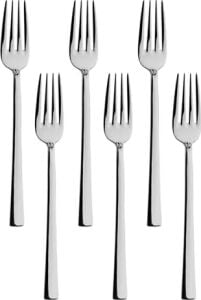 Gümüş Tatlı Çatalı Seti, Paslanmaz Çelik, 16 Cm, Metalik, Titanyum Kaplama, 6 Adet