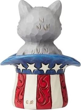 Enesco Jim Shore Heartwood Creek Patriotik Kedi Silindir, Minyatür Figür, 8,9 Cm, Çok Renkli
