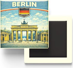 Almanya Berlin Şehri Temalı Vintage Buzdolap Magneti – 9x9 cm