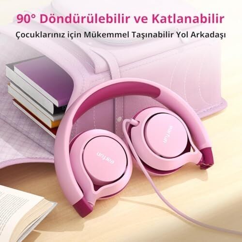 Earfun S1 Kablolu Kulaküstü Çocuk Kulaklık - Ayarlanabilir Kafa Bandı - Okul/seyahat/erkek/kız Çocuklar/bilgisayar/tablet Için Taşınabilir - Pembe