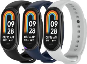 Xiaomi ile Uyumlu Mi Band 8 Mi Band 9 Mi Band 10 Uyumlu 3'lü Paket Silikon Kordon Seti Bileklik Metal Pimli