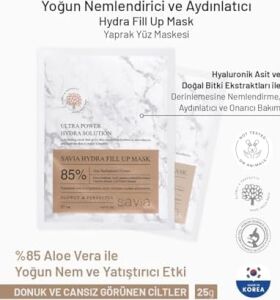 Ovaco Yoğun Nemlendirici ve Aydınlatıcı Yüz Maskesi,%85 Aloe, Hyaluronik Asit ve Centella Içeren Kore Cilt Bakımı, Hydra Fill Up Kağıt Maske – Savia