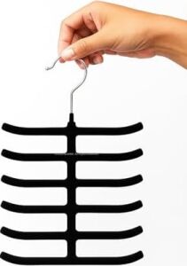 Kaymaz Kadife Kravat Askısı 3'lü Paket, 12 Kancalı Dolap Içi Düzenleyici Seti, Metal Kancalı, Kemer, Şal, Fular ve Aksesuar Için Yer Tasarruflu Pratik Organizer Askılık