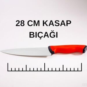 Profesyonel Kasap Bıçağı, Paslanmaz Çelik, Ergonomik Kaymaz Sap, 28 Cm, Şef Bıçağı