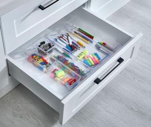 6'lı Şeffaf Çekmece Düzenleyici Seti – Plastik Organizer Kutular | Makyaj, Ofis, Mutfak ve Banyo Düzeni Için 6 Farklı Boyda Şeffaf Kutu