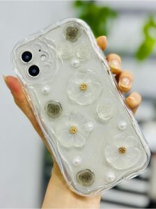 Iphone 12 ve 12 Pro ile Uyumlu Özel Tasarım 3D Oyuncak Çiçek Tasarımlı Esnek Silikon Kılıf