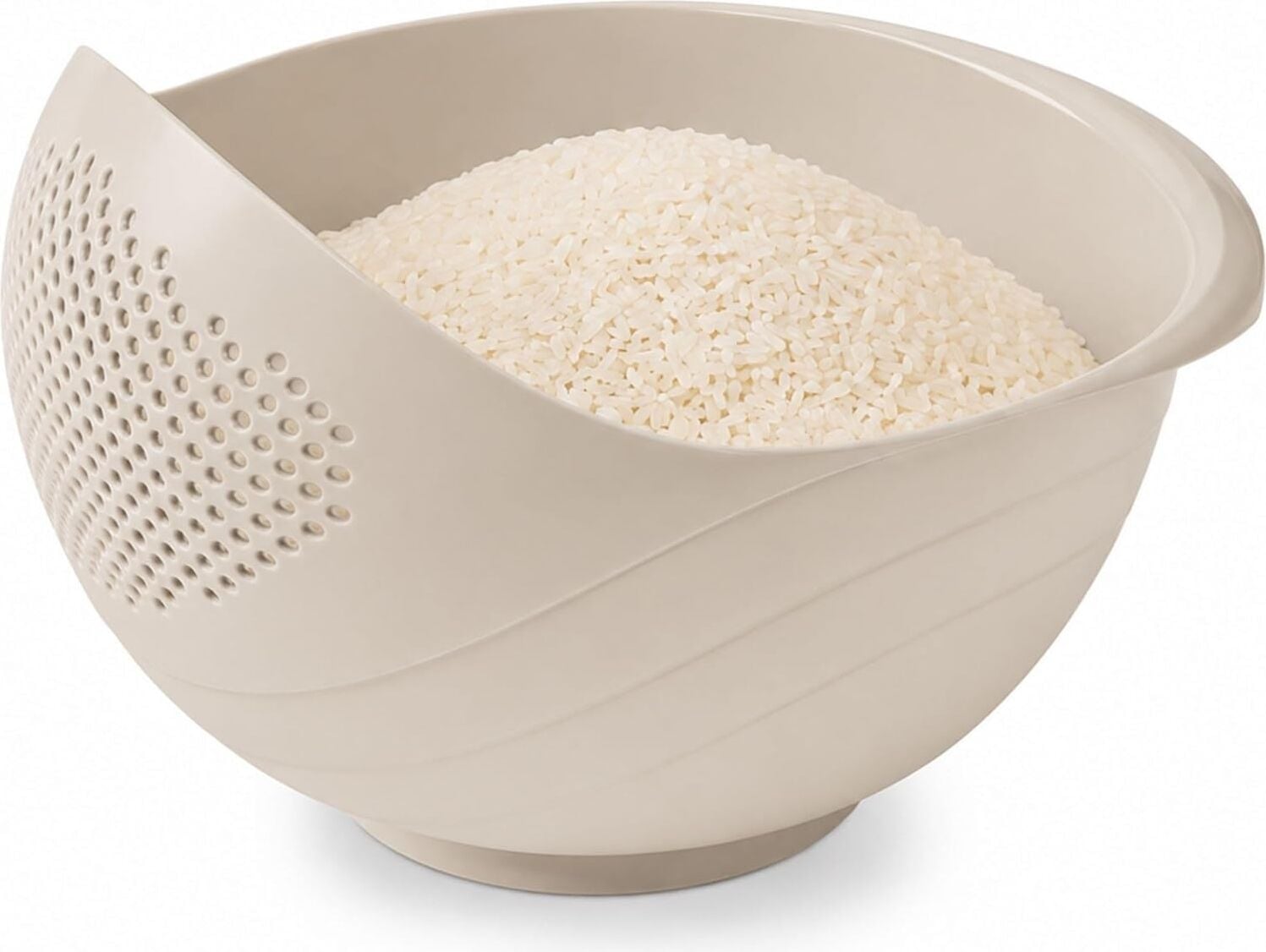 Çok Amaçlı Süzgeç ve Pirinç Kasesi, Oval, Krem, 3 Litre,