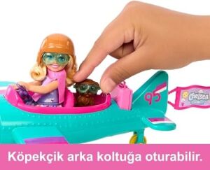 Chelsea Meslekleri Öğreniyor Bebek ve Uçak Oyun Seti, Papatya Şeklinde Pervaneye Sahip Iki Koltuklu Uçak, Yavru Köpek ve Çıkartmalarla Birlikte 7 Aksesuar, HTK38