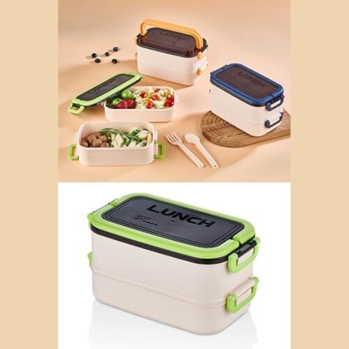 Jouis Beslenme Kutusu 1200 ml 2 Katlı Bölmeli Bpa'sız Pp Plastik Sefer Tası ve Beslenme Çantası - Lunch Box, Çatal Kaşık Dahil Okul Beslenme