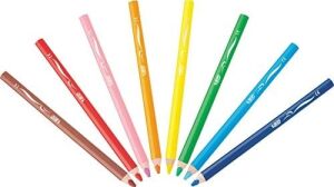 Jumbo-Üç Kenarlı-Yumuşak, Boyama Kalemi 6,2 Mm, 8-Çeşitli Renklerde, Kartonetuı Her Biri 8 Adet, Jumbo-Dahil Kalemtraş