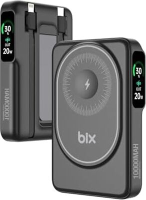TPB16 10000 Mah OLED Ekranlı Manyetik Kablosuz Powerbank 20W Pd Hızlı Şarj ve 15W Magsafe Siyah