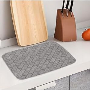 Yıkanabilir Bulasik Kurutma Mati Kurulama Bezi Kurutma Örtüsü Tezgah Üstü Bulaşıklık 40X50 Cm, Gri-1