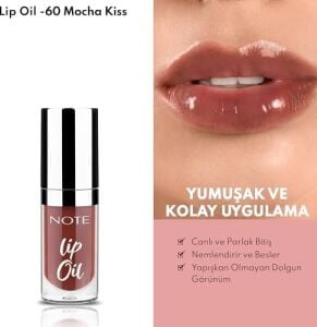 Lip Oil 60 Mocha Kiss Nemlendirici ve Parlatıcı Dudak Bakım Yağı, Kahverengi