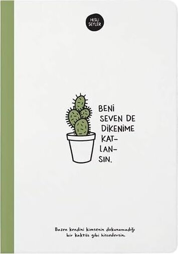 Hisli Şeyler 'beni Seven Dikenime Katlansın' Çizgili Sert Kapak Defter, 14X20, 64 Yaprak