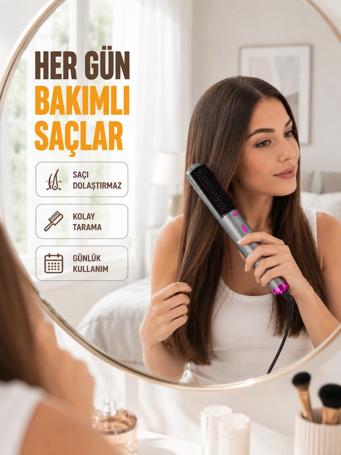 Elektriklenme Önleyici Iyonik Saç Şekillendirme Fırçası