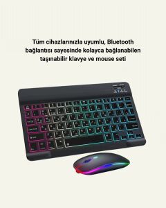 Türkçe Q Klavye Düzenli Rgb Kablosuz Klavye Mouse Set