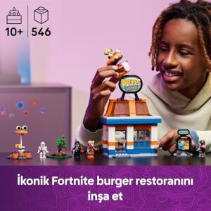 Fortnite Durrr Burger Restoranı 77076-10 Yaş Üzeri Çocuklar Için Bronz Bombacı, Burger Bey, Ruh Emici ve Iskelet Minifigürleri Içeren Video Oyunu Temalı Yaratıcı Oyuncak Yapım Seti (546 Parça)