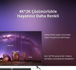 UHD 4K Yüksek Hızlı Ethernet ve HDMI Kablosu, 10 Metre
