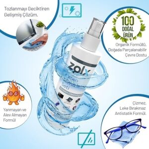 Zolx Ekran Temizleme Seti 250ML + Temizleme Bezi Lcd, Led, Ekran, Laptop, Tablet, Bilgisayar, Televizyon, Cep Telefonu, Gözlük, Kamera, Koruyucu ve Parlatıcı Doğal Temizleme