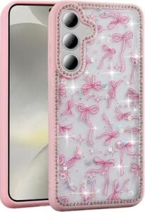 Spia  Galaxy S24 Fe ile Uyumlu Kılıf Pembe Azya Taşlı Kapak ( Galaxy S24 Fe ile Uyumlu, Pembe)