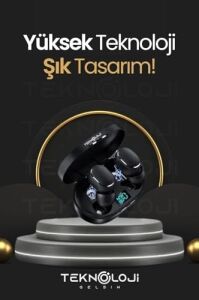 E6S Dots Bluetooth Kablosuz Kulaklık, Çift Mikrofon, Hd Ses, Extra Bass, Powerbank Kutu, Siyah
