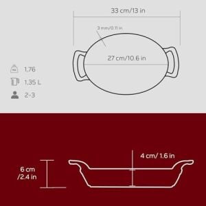 Metal Oval Kuplu Döküm Tava 27X20, Kırmızı