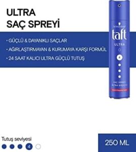 Ultra Saç Spreyi 250 ml 24 Saat Kalıcı Tutuş Sağlayan Dayanıklı Formül