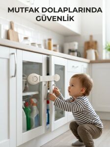 Çocuk Güvenlik Dolap ve Çekmece Kilidi Güçlü Yapışkanlı Emniyet Kilidi