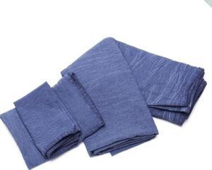 Taşlanmış Indigo Denim Pamuk Amerikan Servisi- 2'li Set