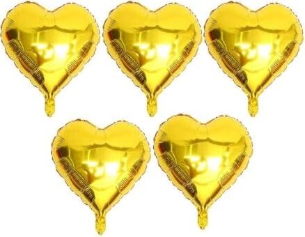 5 Li Gold Kalp Folyo Balon 15 Inç - 38 cm