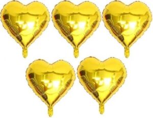 5 Li Gold Kalp Folyo Balon 15 Inç - 38 cm
