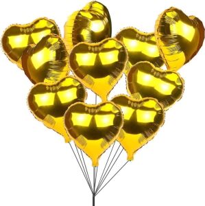5 Li Gold Kalp Folyo Balon 15 Inç - 38 cm
