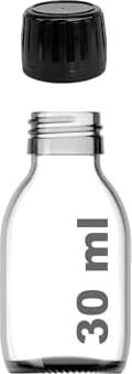 30 ml Sızdırmaz Kapaklı Şeffaf Shot Şişesi 30 cc Ginger Şat Beyaz Cam Şişe 6 Adet (Kilitli Plastik Siyah Kapak)