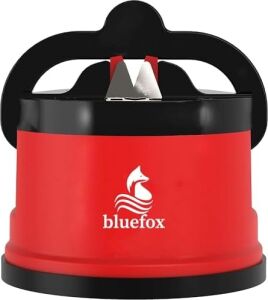 Kırmızı Powergrip'li Bıçak Bileyici - Vantuzlu Vakumlu, Serbest Ellerle Kullanılabilen Tungsten Carbide Bıçak Bileme Aleti