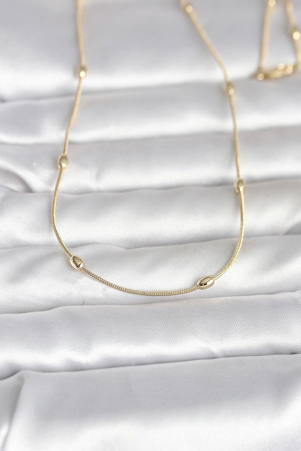cm 14K Gold Renk Yılan Zincirli Damla Topçuk Model 60 cm Kadın Kolye