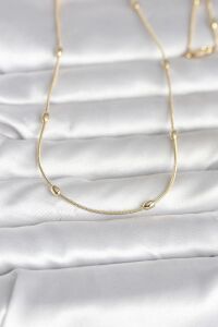 cm 14K Gold Renk Yılan Zincirli Damla Topçuk Model 60 cm Kadın Kolye