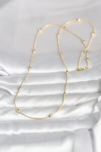 cm 14K Gold Renk Yılan Zincirli Damla Topçuk Model 60 cm Kadın Kolye