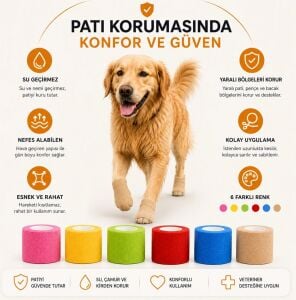 Kedi ve Köpek Pati Bandajı - Su Geçirmez - Kendinden Yapışkanlı - 6 Renk