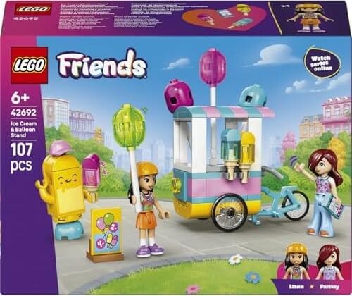 Dondurma ve Balon Standı 42692 – 6 Yaş ve Üzeri Çocuklar Için Liann ve Paisley Mini Bebekleri ile Çeşitli Aksesuarlar Içeren Yaratıcı Oyuncak Yapım Seti, Hediye Fikri (107 Parça)