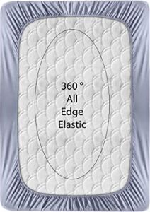 Örme Penye Lastikli Çarşaf, Battal Çift Kişilik, Açık Gri, Pamuk-Elastan 230G/M2
